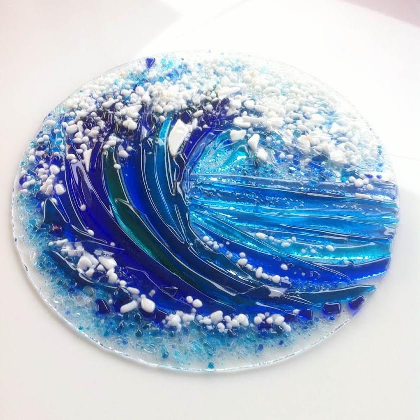 Fused glass wall art Sea wave sea wall decor sea wall art