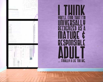 Doctor Who Quote - Responsible Adult - Removable Vinyl Wall Decal Sticker