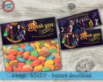 Descendants bag toppers! Descendants treat bags, Descendants party favors, Descendants thank you bag, Descendants party supplies