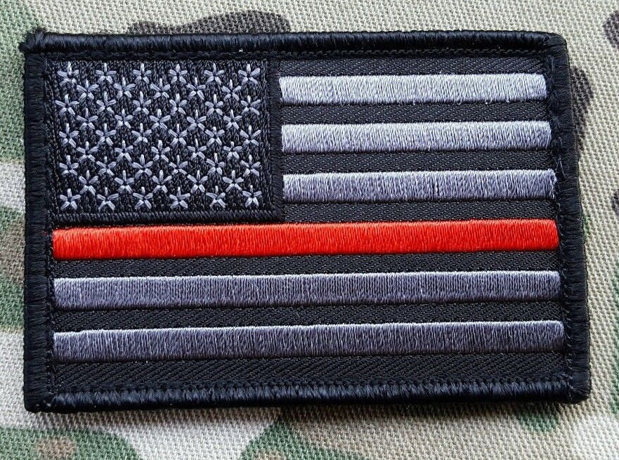 Thin Red Line US Flag Velcro Morale Patch Firefighter EMS