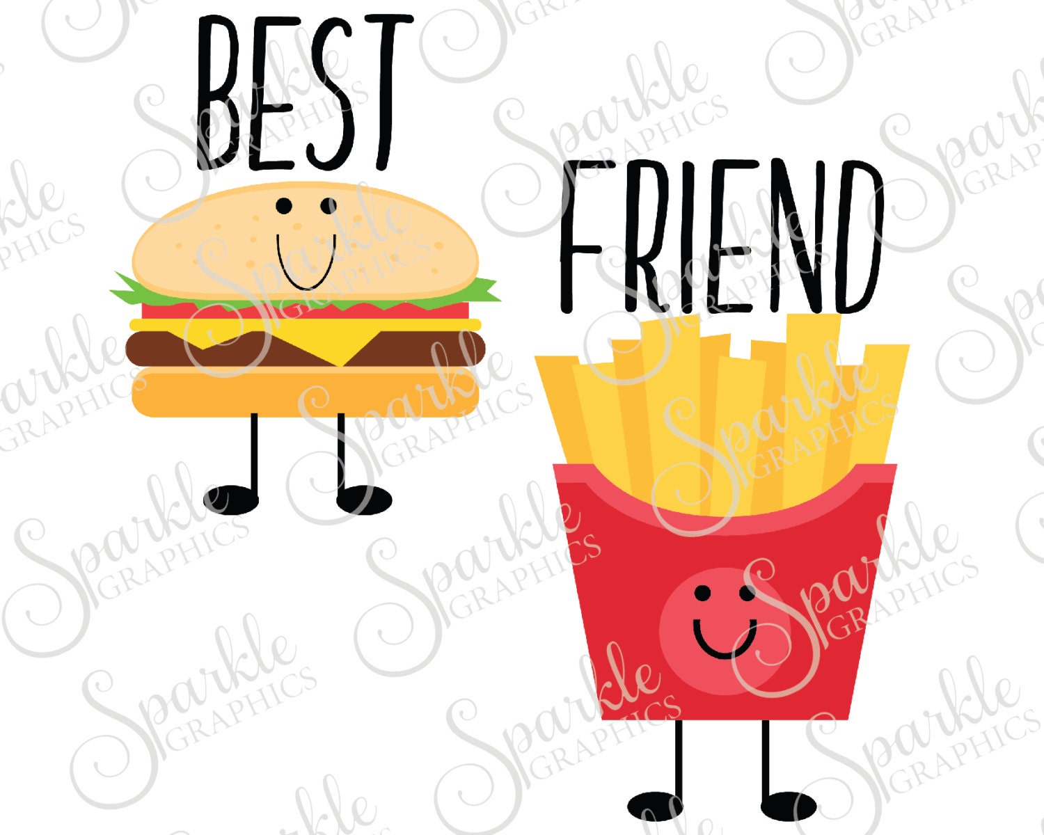 Best Friend Cut File French Fry Cheeseburger Bestie Best