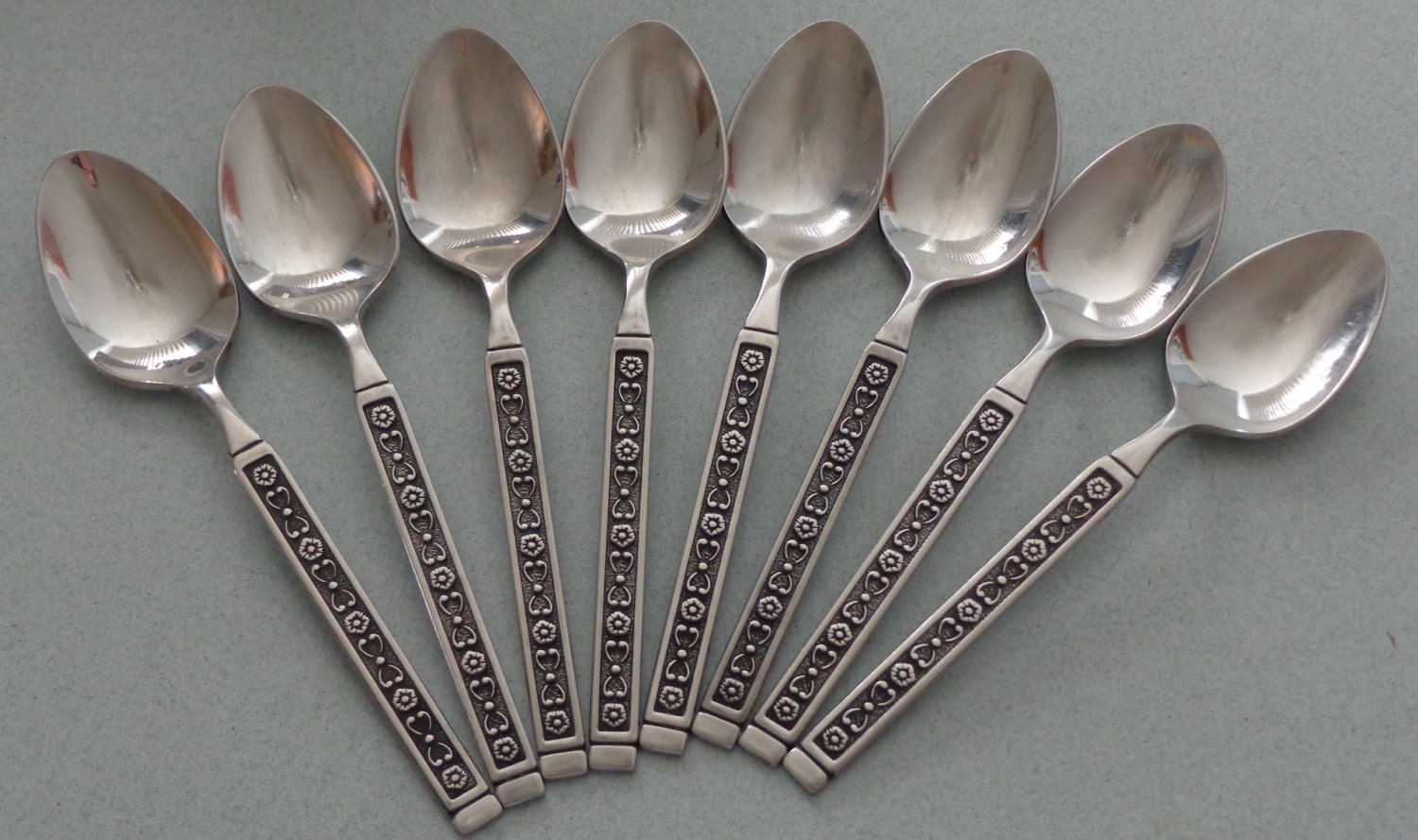Gorham Hacienda Stainless Vintage Flatware 8 Teaspoons Spoons