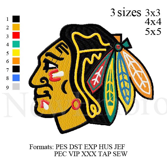Chicago Blackhawks logo embroidery design embroidery by NewEmbro