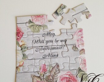 Rustic Personalized Bridesmaid proposal, Rustic Flower girl proposal, Will You Be My Flower girl puzzle, Ask Bridesmaid, Ask Flower girl