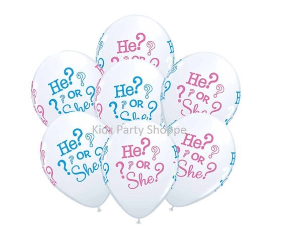 7ct He Or She Gender Reveal 11 Latex Balloons Baby Shower Ideas