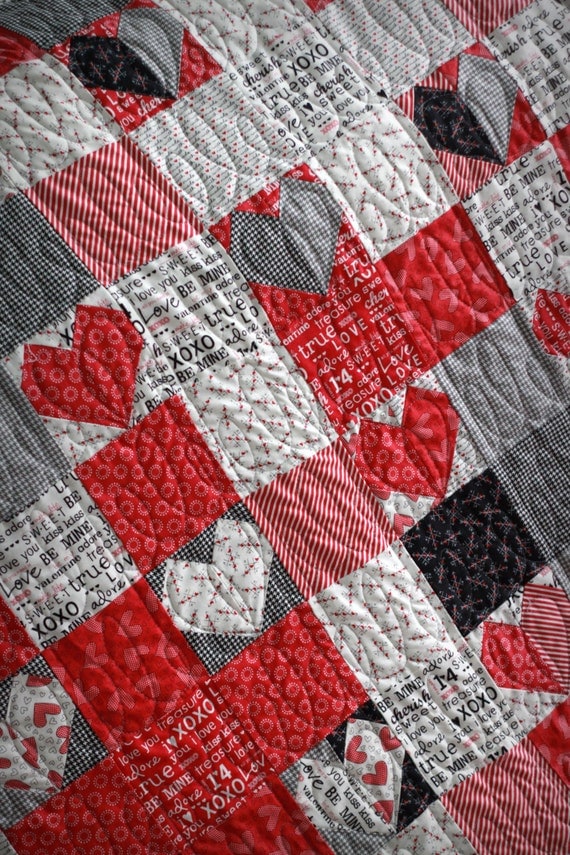 Valentine Quilt PatternThrow PatternLap Quilt Exploding heart quilt pattern by slice of pi quilts 675595957215