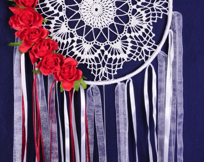 Dreamcatcher white Dream Catcher roses Dreamcatcher New Bordeaux Dream сatcher gift idea dreamcatchers boho dreamcatcher wall handmade gift