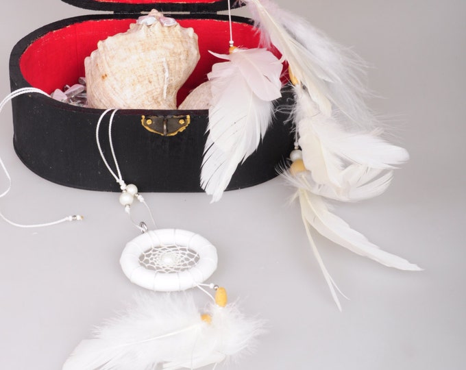 White hair clips pendants handmade exclusive Dreamcatcher hair clips pendants white DreamCatcher Dreamcatchers gift Christmas hair clips