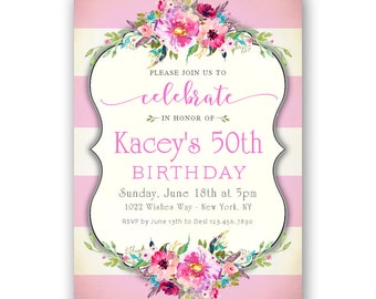 70th birthday invitations for a woman Adult Birthday Party