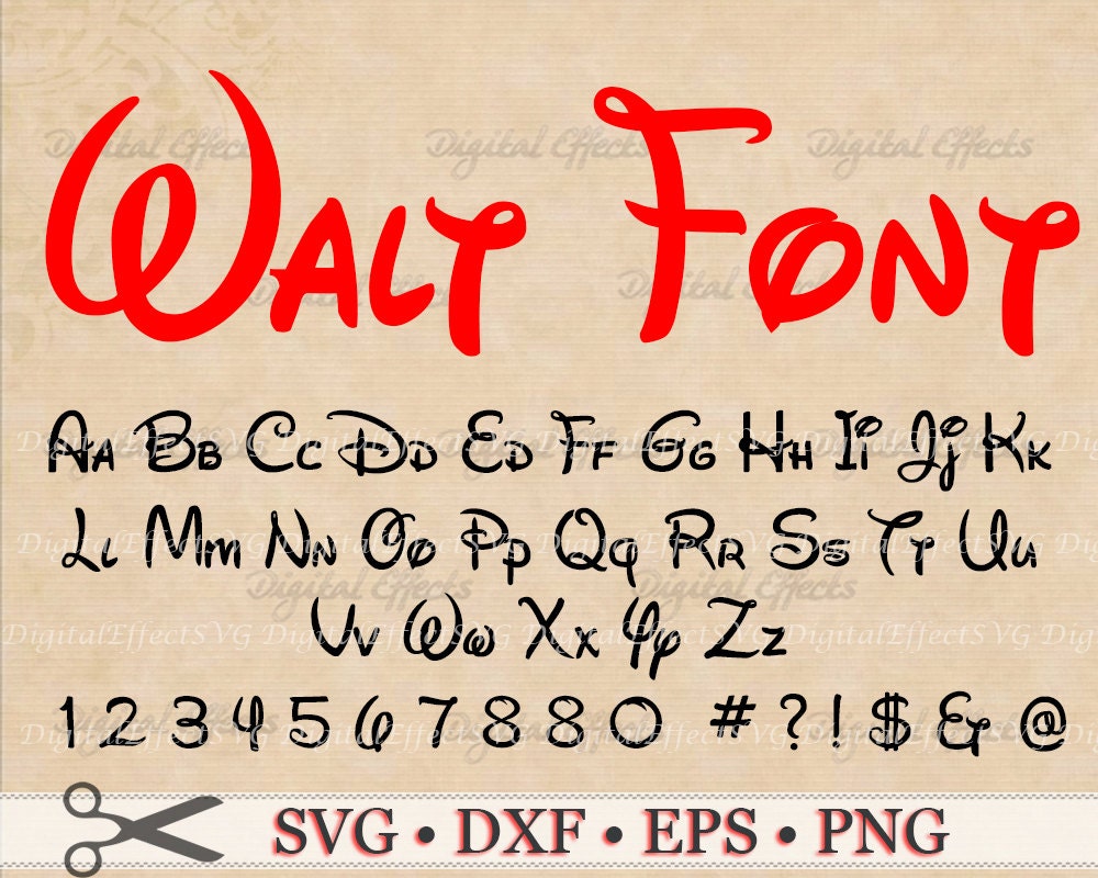 Walt Svg Font Svg Dxf Eps Png Disney Inspired By Digitaleffectsvg