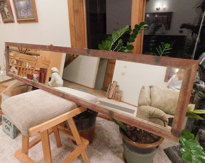 Distressed Natural Red Barnwood Full-Length Mirror