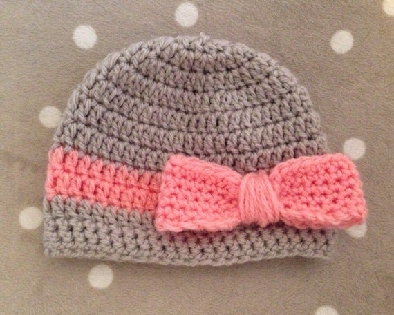 Handmade Crochet Baby Hat with Bow Detail