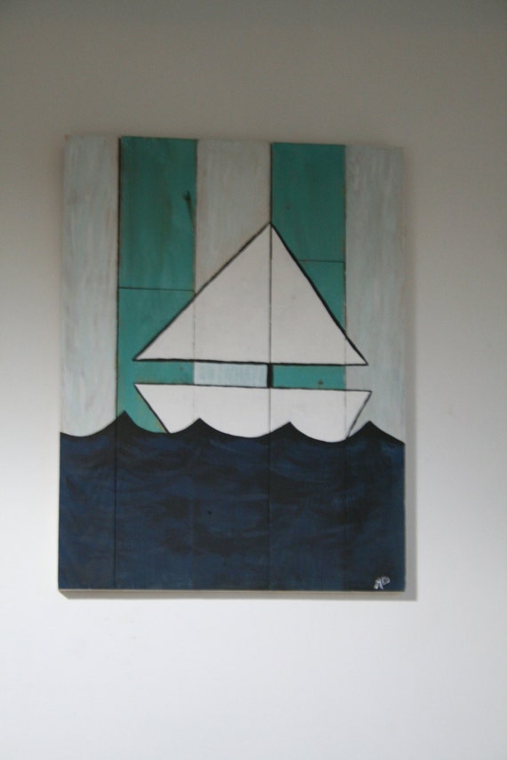 Reclaimed Wood / Boat Painting / Nautical / by BrashersWoodDesigns