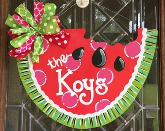 Watermelon door hanger Summer door hanger Watermelon wreath Summer wreath