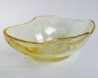 Rare Canary Yellow Depression Glass Fruit Bowl