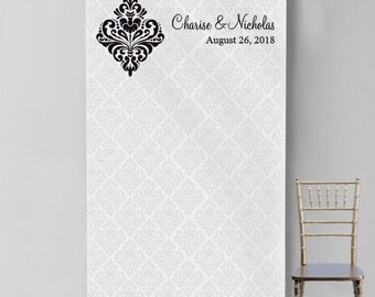 Personalized Damask Photo Booth Backdrop (MICPDKPB47)