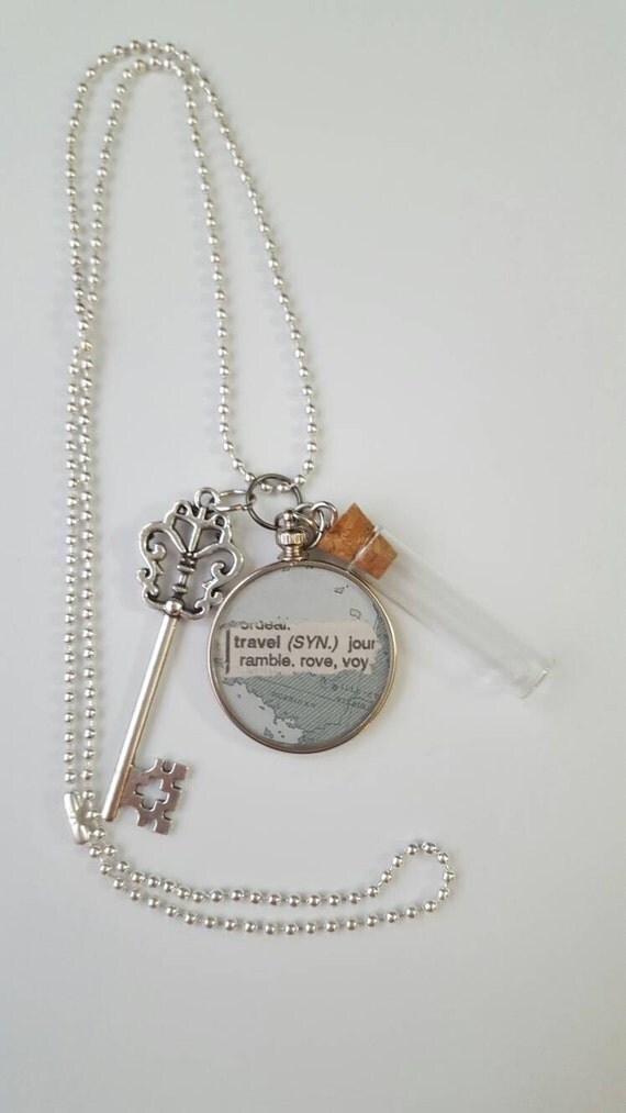 Travel Keepsake Glass Capsule Charm Necklace by Lexieleedesigns