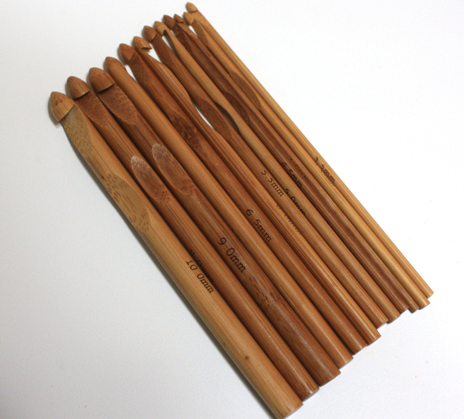 Set of 12 Bamboo Crochet Hooks Sizes 3mm by CrochetHooksAndRolls