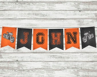 Happy Birthday banner. Motorcycle Birthday banner personalized. Harley Davidson banner. Motorcycle Birthday. Motorcycle invite - Printable