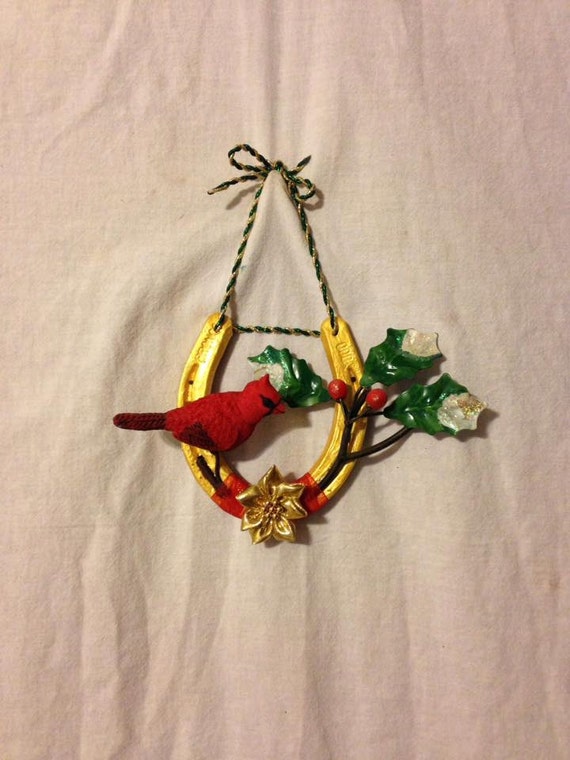 Christmas Cardinal Horseshoe Wall Hanging/ Tree Ornament