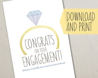 Funny Engagement Card, Use that Pinterest Board, Instant Digital Download, DIY Print and Fold at Home