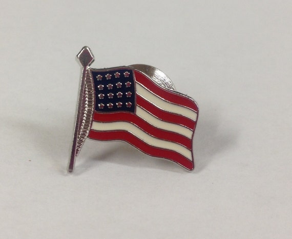 American Flag Silver Tone Tie Tack