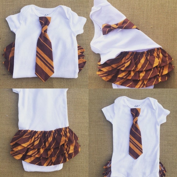 Baby girl Harry Potter rufflebottom onesie Hogwarts