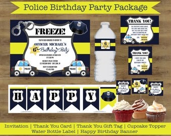 Police Party Printables; Police Birthday Party Package; Police Officer Party; Police Birthday Invitations; Policeman Party; Cops and Robbers