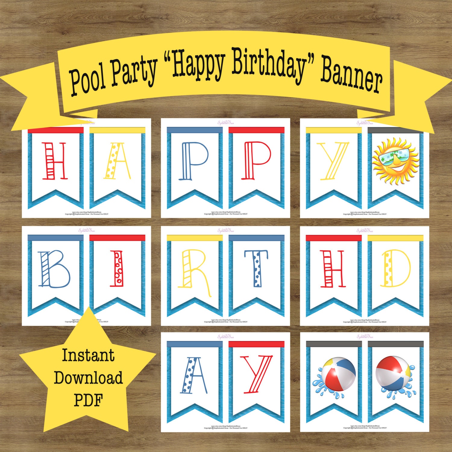 Pool Party Banner Pool Party Decorations Beach Ball Banner