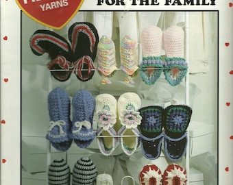 Crochet Patterns, Slippers for the Family, 9 Slippers, 3 Sizes, Leisure Arts 2858