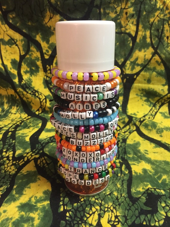 10 customized kandi bracelets rave candy choose words and