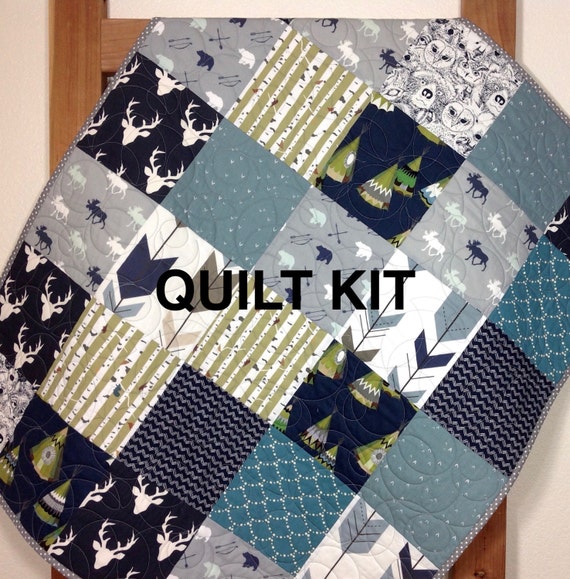 baby-boy-quilt-kit-woodland-quilt-kit-tribal-nursery-deer