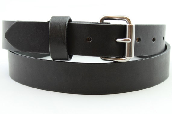 Heavy Duty Black Leather Belt 1-1/4 Full Grain Men