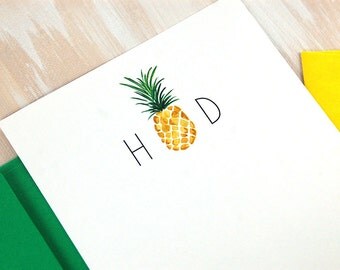 Personalized Monogram Stationery of 12, Pineapple Stationary Set, Aloha Hawaii Wedding, Simply Southern Hospitality, Housewarming Gift