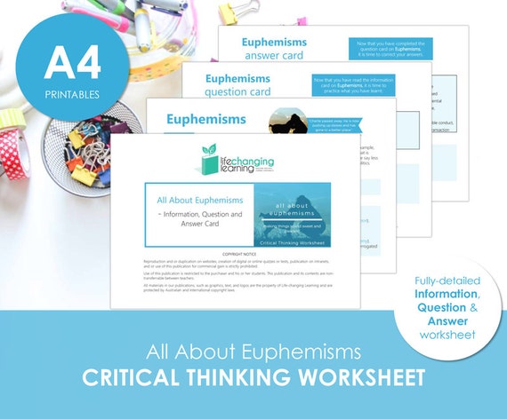 euphemisms critical thinking worksheet by lifechanginglearning