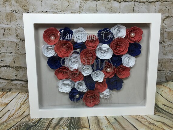 8x10 Shadow box with hand rolled roses