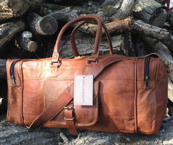 rustic leather duffle bag