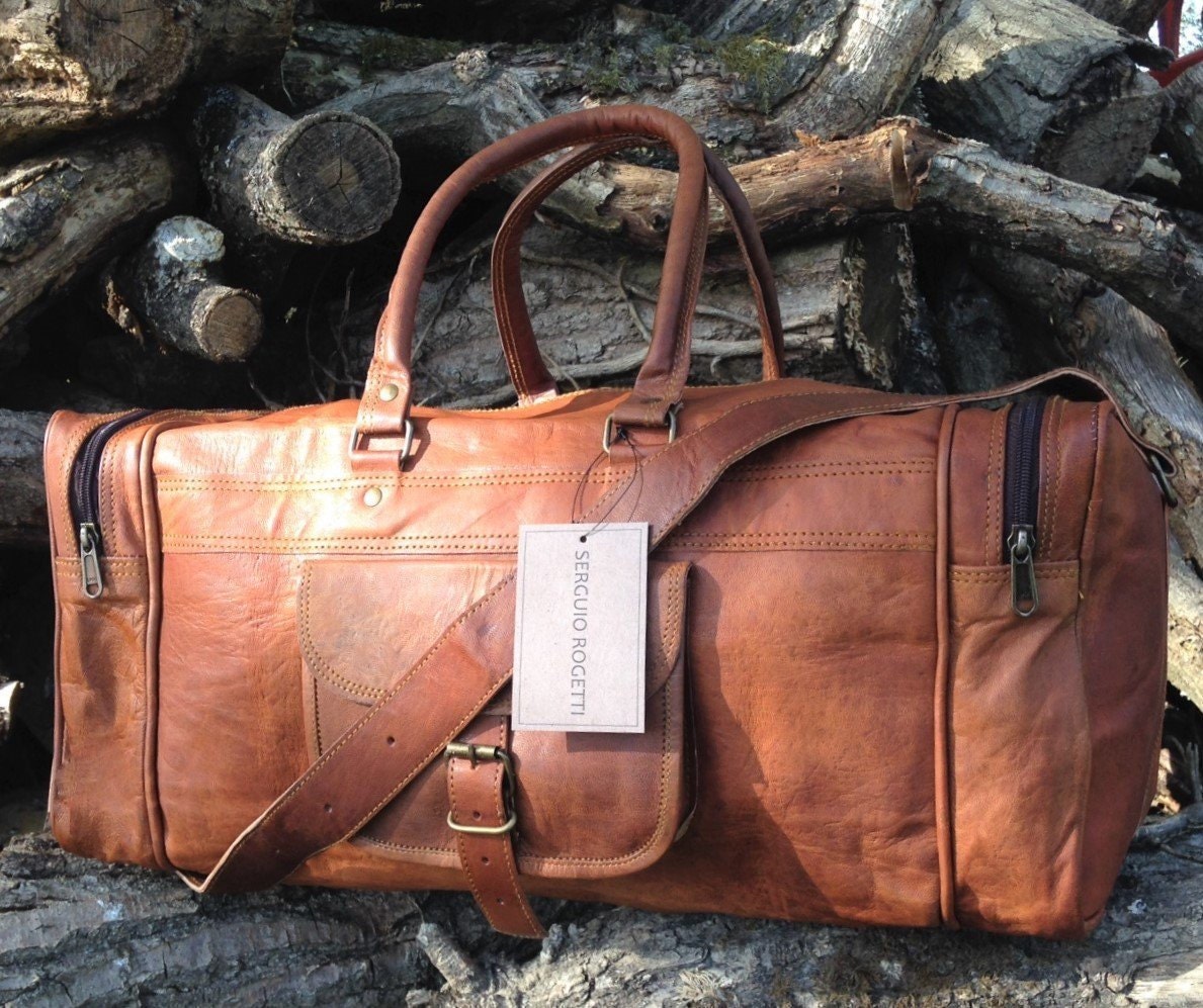 Hand Made Chic Rustic Leather Travel Bag 100 Real Leather