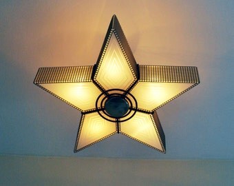 Mid Century Eames Era Art Deco Virden Atomic glass Star Ceiling Fixture Lamp