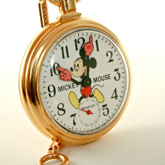Vintage Mickey Mouse Train Pocket Watch by by TarnishedHaloCrew