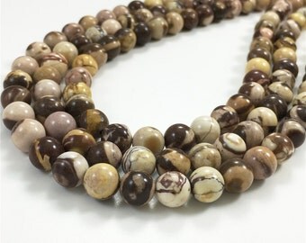 8mm Zebra Jasper Beads, Round Gemstone Beads, Wholesale Beads