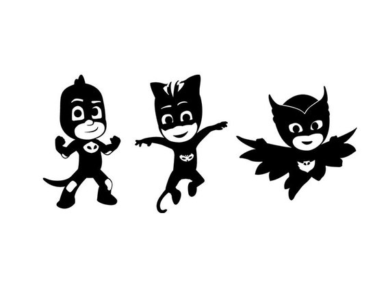 Download PJ Masks Vinyl Sticker Set. Cat Boy Owlette and Gekko decals