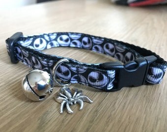 Jack Skellington (Nightmare Before Chrismas) Cat Collar in black and white (Quick Release)