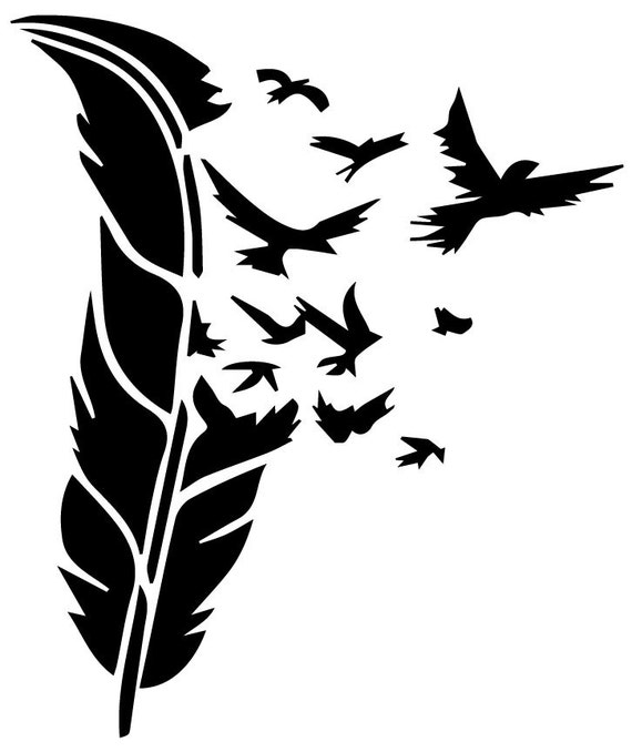 Download Feather with Birds Flying | Custom Stencil | Custom ...