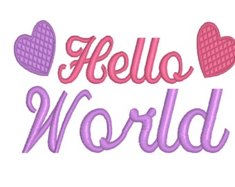 SALE Hello World Machine Embroidery Design 4x4