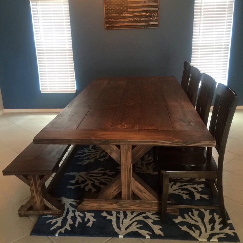 8ft X Farmhouse Table by DanowitDesigns on Etsy