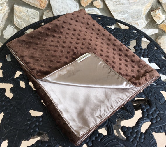 Minky Baby Blanket Chocolate and Satin HOLIDAY DISCOUNT SALE
