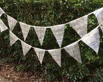 Lace Bunting, Wedding lace bunting, Vintage look lace bunting, hanging decorations, lace garlands