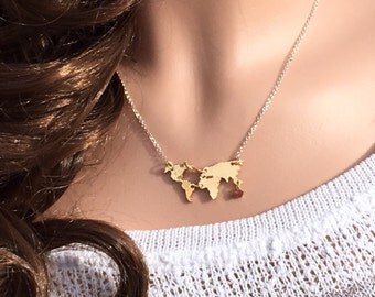 Map of the World Necklace, World Necklace, Atlas Necklace, Globe Necklace, World Map Necklace, Earth Jewelry, Wanderlust Jewelry, Christmas
