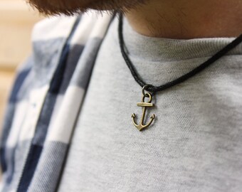Men's Anchor Necklace, Anchor Pendant, Men's Necklaces, Beach Necklace, Surfer Necklace, Men's Jewellery, Nautical Necklace